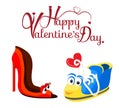 Valentine`s day background with two love character.